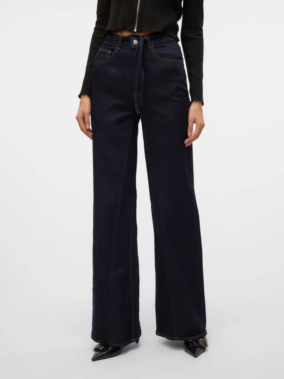 Jeans^VERO MODA AWMADDIE Hög Midja Vida Ben Jeans Dark Blue Denim