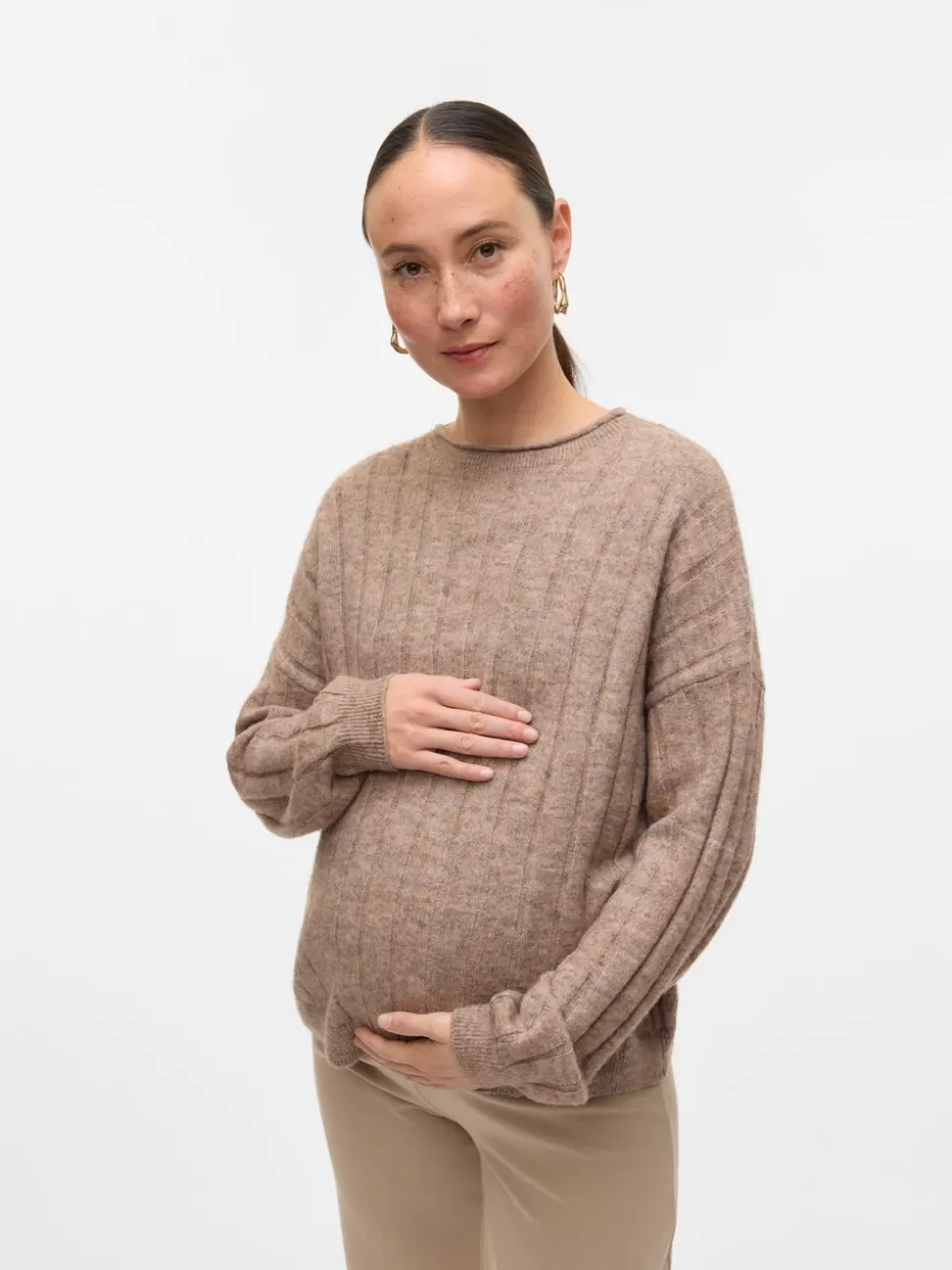 Stickat | Stickat^VERO MODA Normal Passform O-ringning Pullover Silver Mink