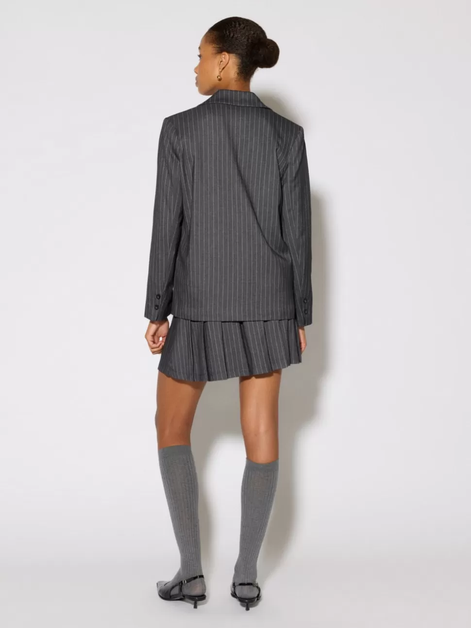 Kjolar^VERO MODA SNKARA Hög Midja Minikjol Grey Pinstripe