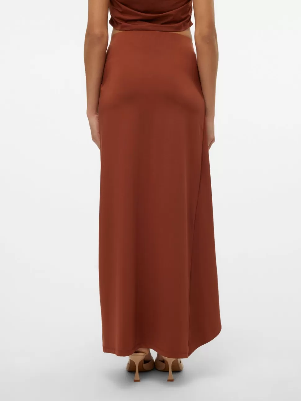 Kjolar^VERO MODA SNMILA Medelhög Midja Lång Kjol Cherry Mahogany