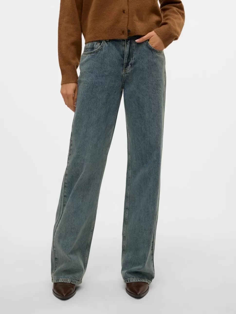 Jeans^VERO MODA SNRANCY Medelhög Midja Vid Passform Jeans Blue Denim