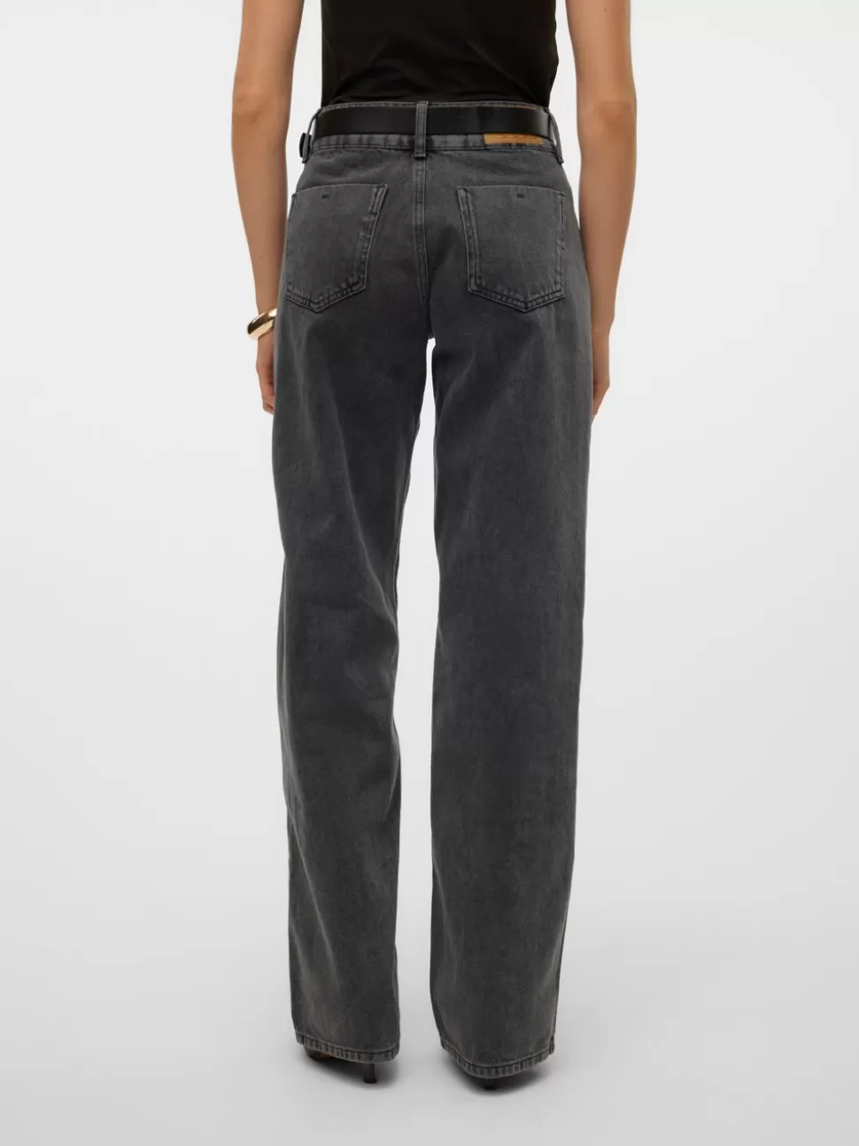 Jeans^VERO MODA SNRANCY Medelhög Midja Vid Passform Jeans Dark Grey Denim