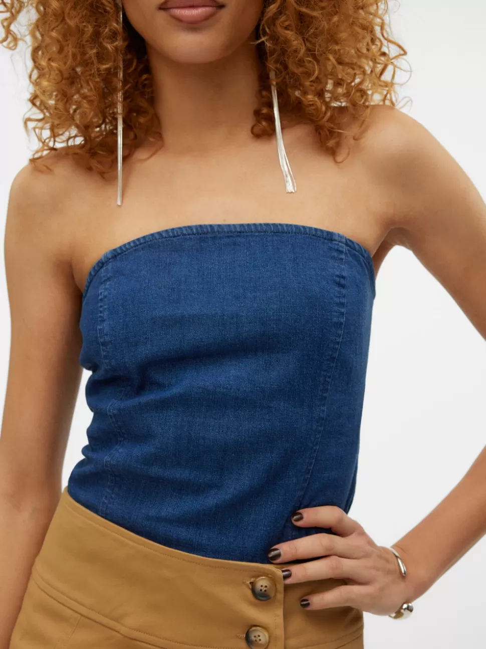 Toppar^VERO MODA SNTHEODORA Topp Dark Blue Denim