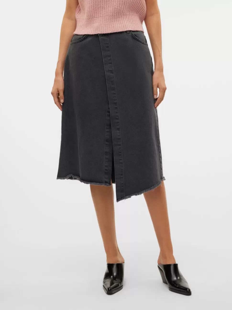 Kjolar^VERO MODA SNWENDA Midikjol Dark Grey Denim