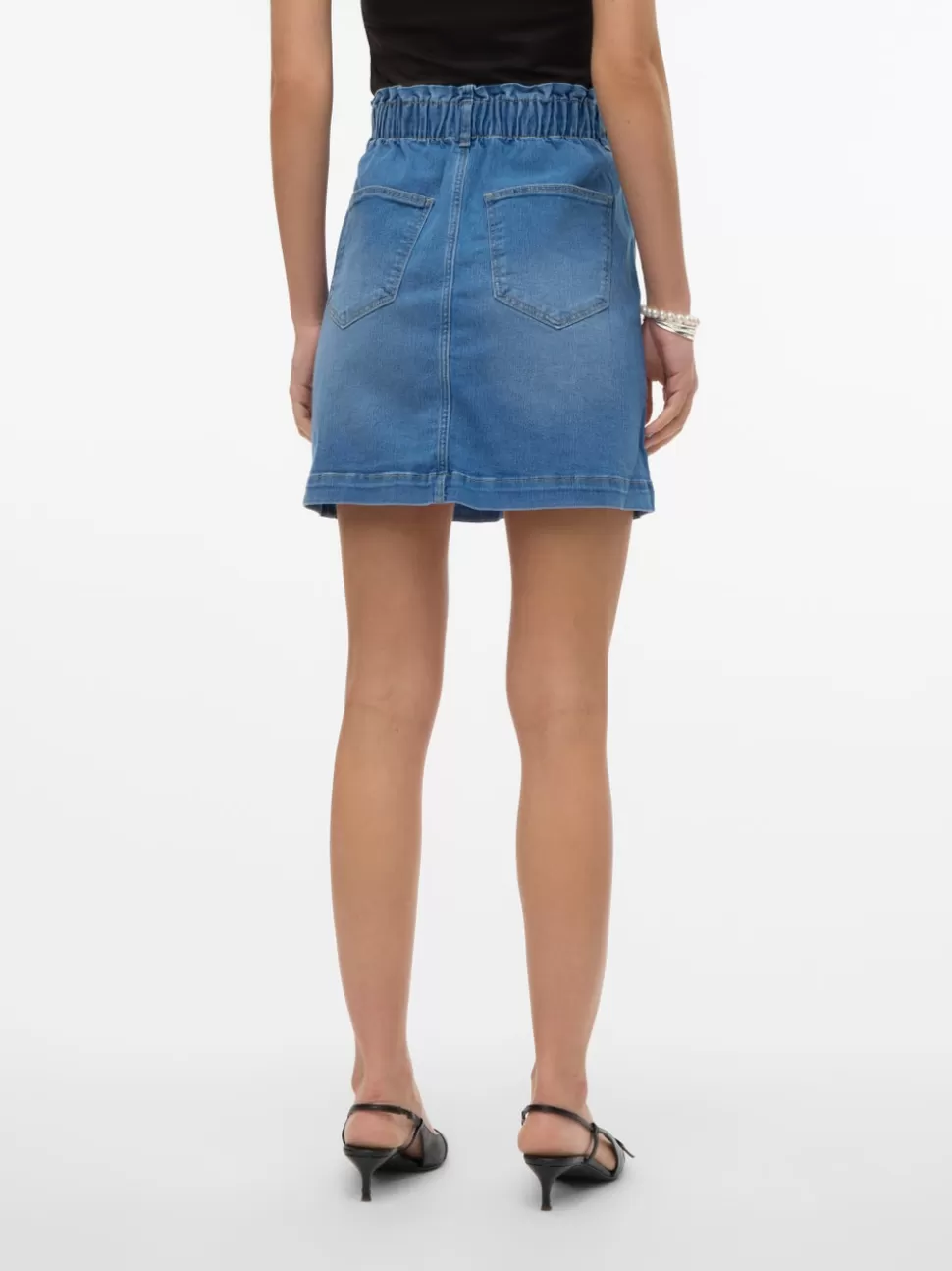 Kjolar^VERO MODA VMALMA Medelhög Midja Kort Kjol Medium Blue Denim