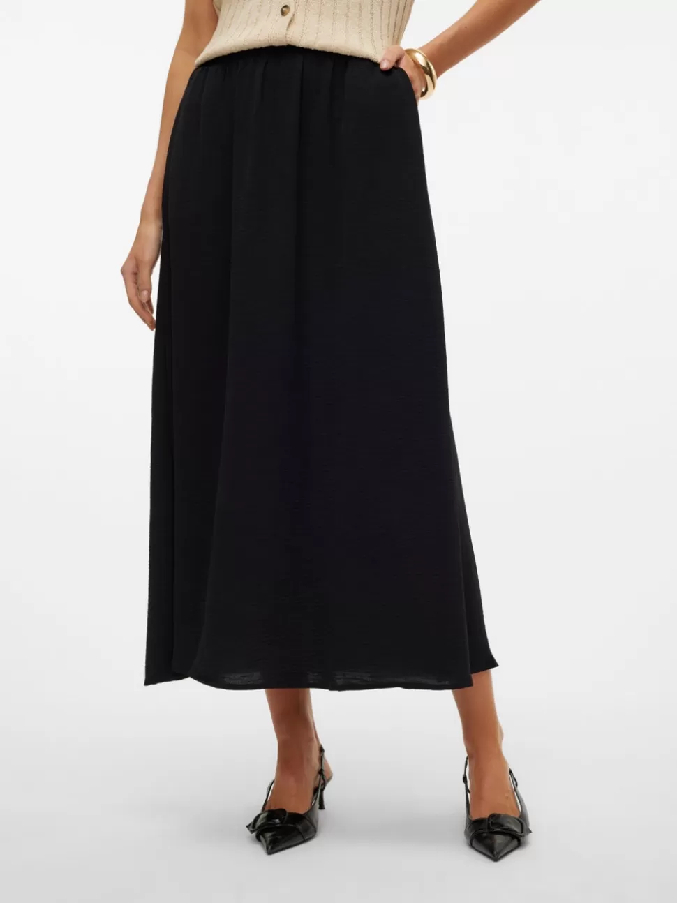 Kjolar^VERO MODA VMALVA Hög Midja Lång Kjol Black