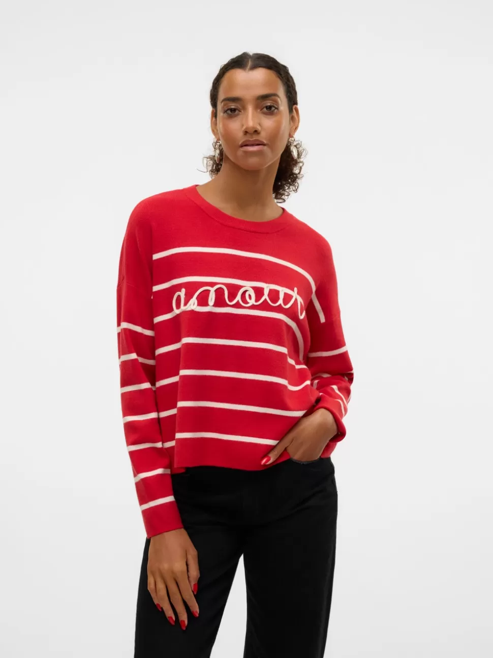 Stickat^VERO MODA VMARIA Pullover Salsa