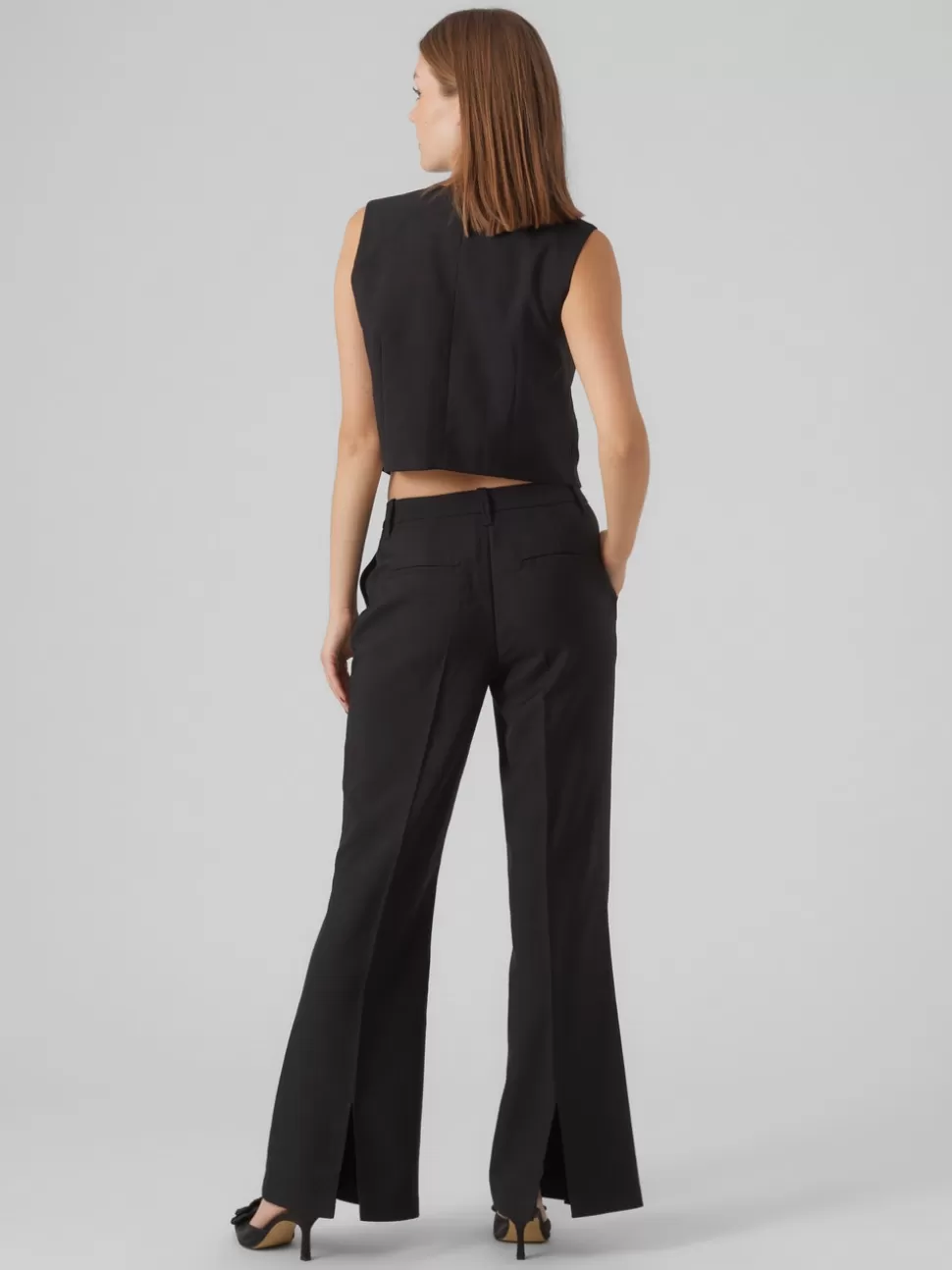 Byxor^VERO MODA VMAVERY Medelhög Midja Byxor Black