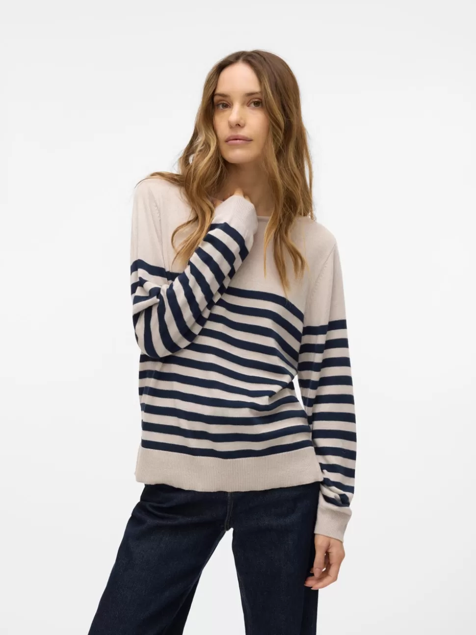 Stickat^VERO MODA VMBEKKA Pullover Oatmeal