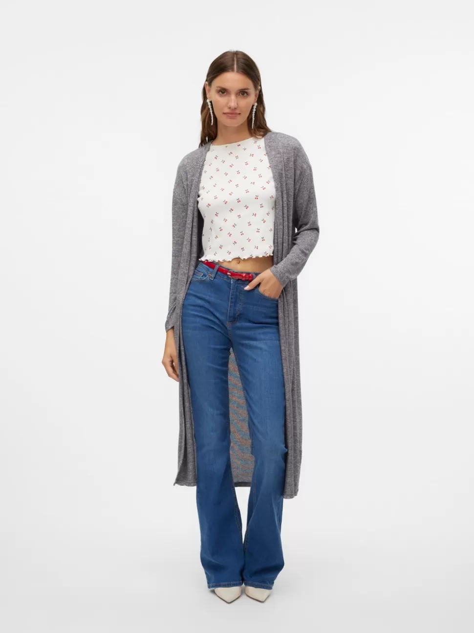 Stickat^VERO MODA VMBRIANNA Stickad Kofta Medium Grey Melange