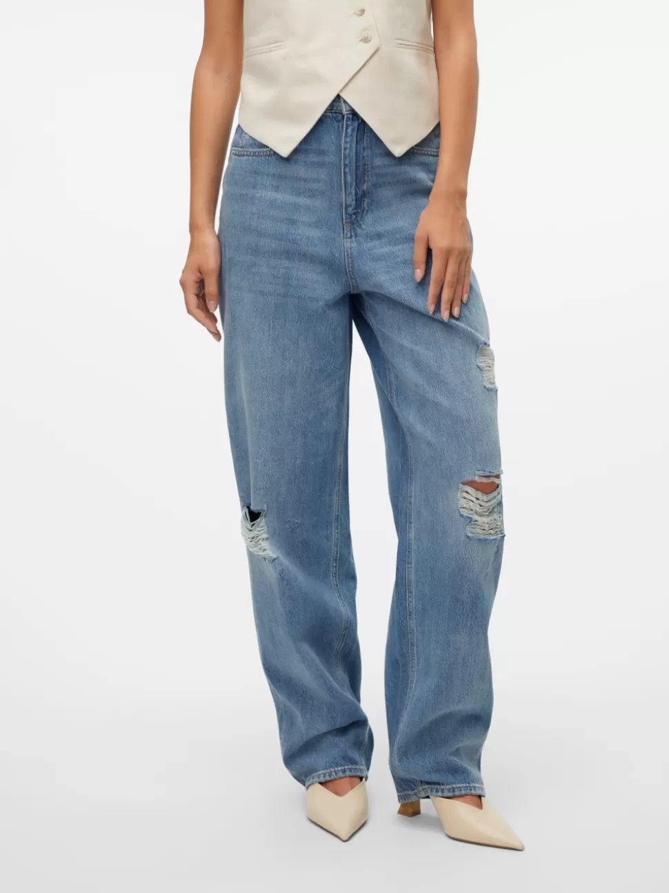 Jeans^VERO MODA VMBROOKLYN Medelhög Midja Baggy Fit Jeans Medium Blue Denim