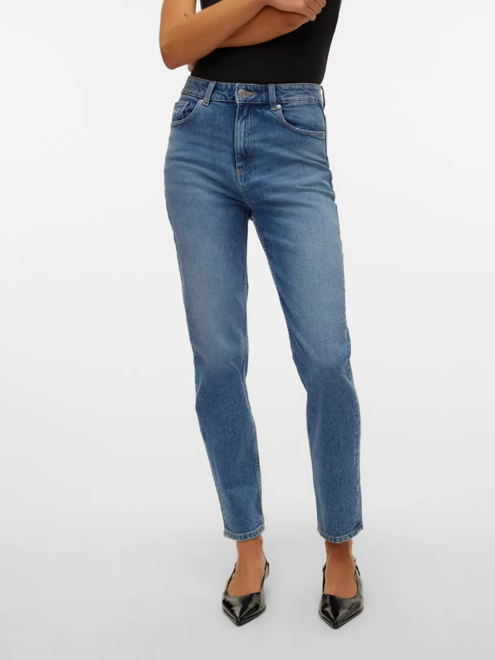 Jeans^VERO MODA VMCARRIE Superhög Midja Mom Fit Jeans Medium Blue Denim