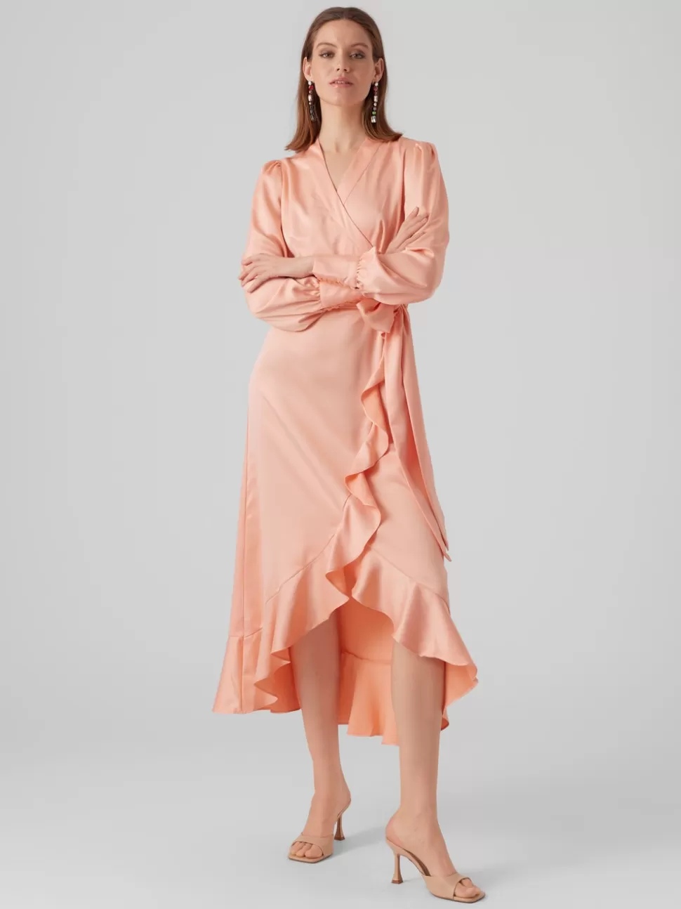 Klänningar^VERO MODA VMCELINE Lång Klänning Dusty Pink