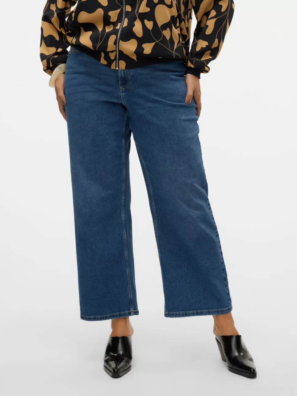 Jeans^VERO MODA VMCEVALINA Medelhög Midja Lös Passform Jeans Dark Blue Denim