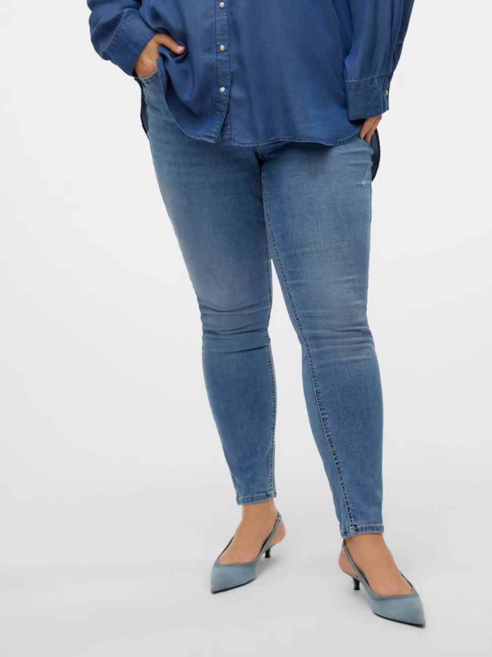 Jeans^VERO MODA VMCFLASH Medelhög Midja Skinny Fit Jeans Medium Blue Denim