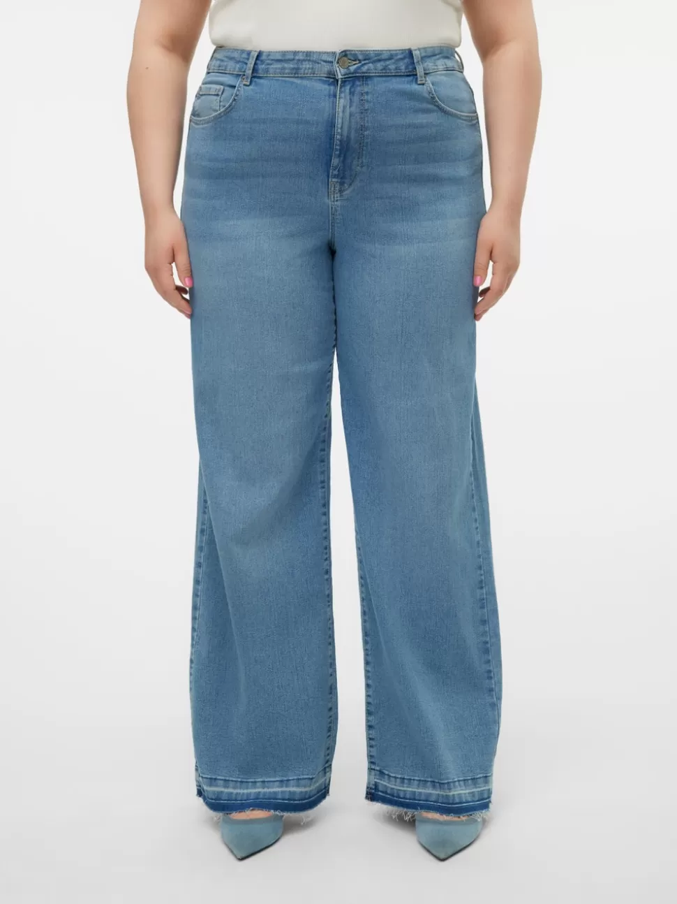 Jeans^VERO MODA VMCKATHY Hög Midja Lös Passform Jeans Light Blue Denim