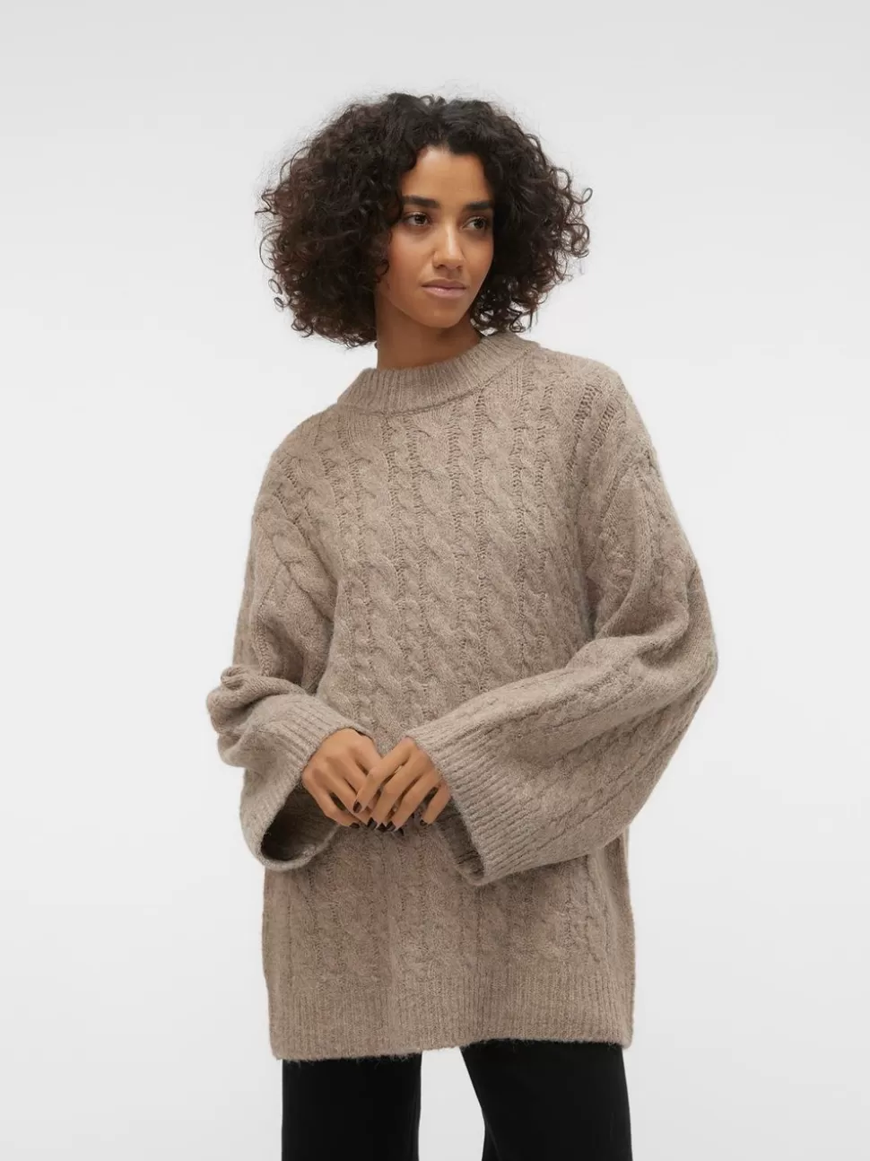 Stickat^VERO MODA VMCOBALT Pullover Taupe Gray