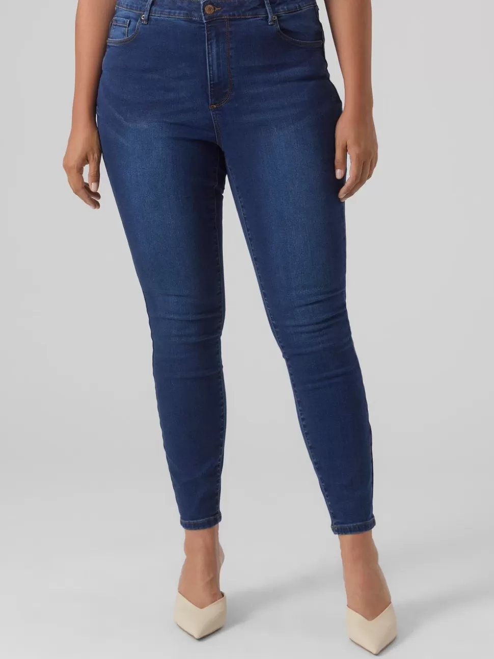 Jeans^VERO MODA VMCPHIA Hög Midja Slim Fit Jeans Dark Blue Denim