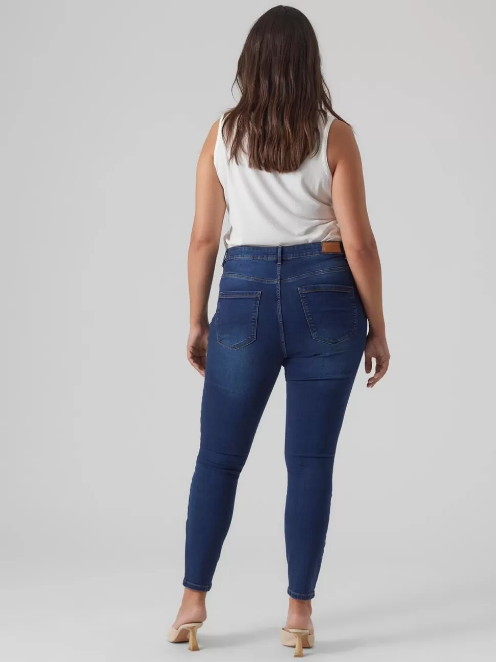 Jeans^VERO MODA VMCPHIA Hög Midja Slim Fit Jeans Dark Blue Denim
