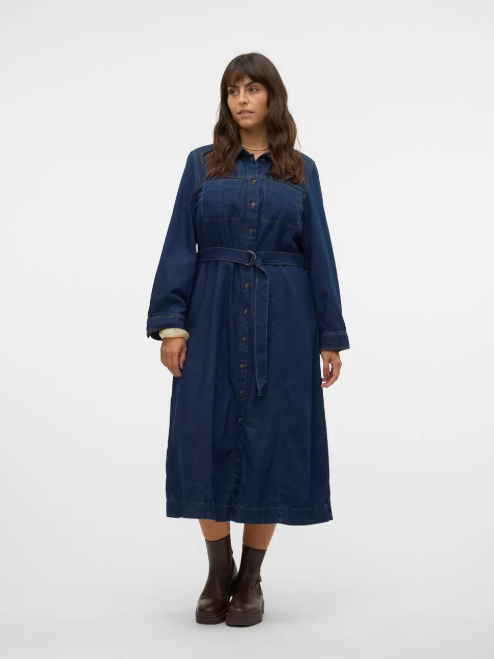 Klänningar^VERO MODA VMCVIO Lång Klänning Dark Blue Denim