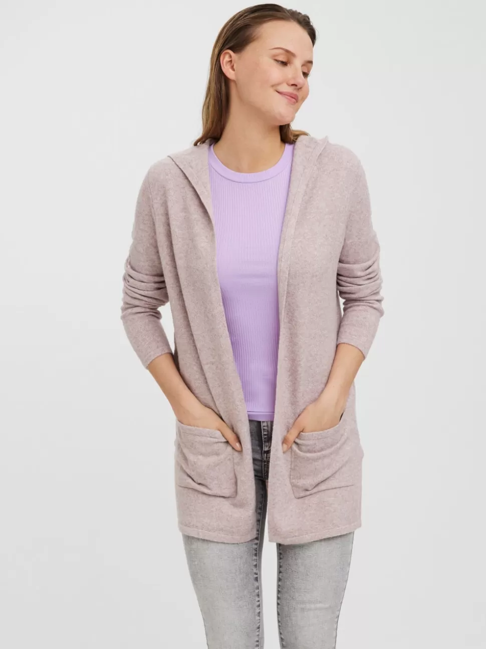 Stickat^VERO MODA VMDOFFY Stickad Kofta Woodrose