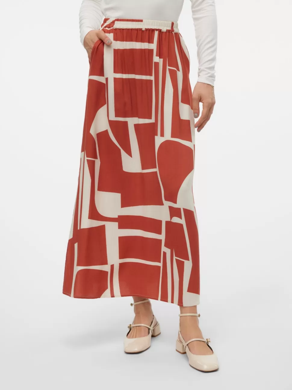 Kjolar^VERO MODA VMEASY Hög Midja Lång Kjol Birch