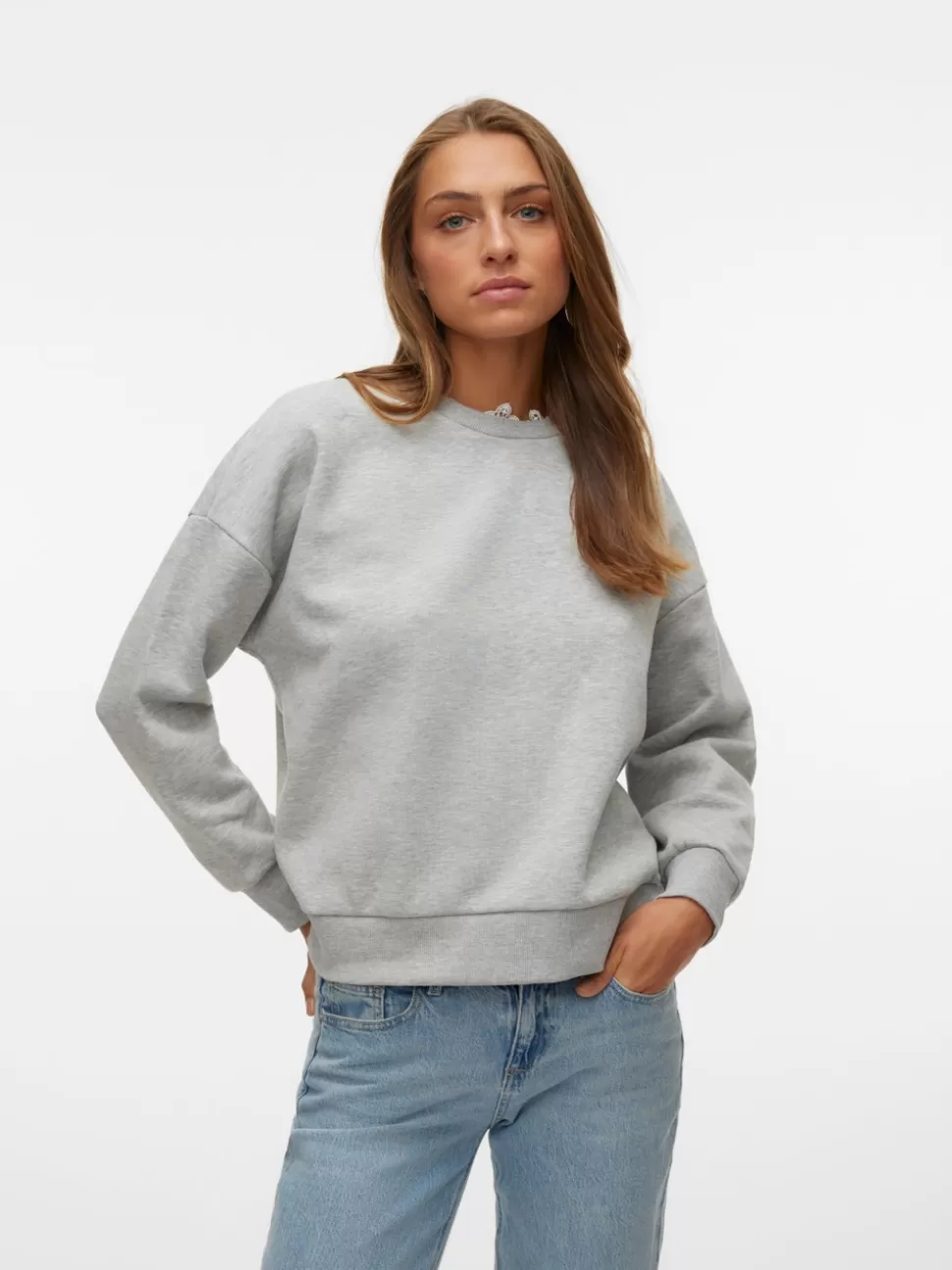 Sweatshirts^VERO MODA VMEBBA Sweatshirt Light Grey Melange