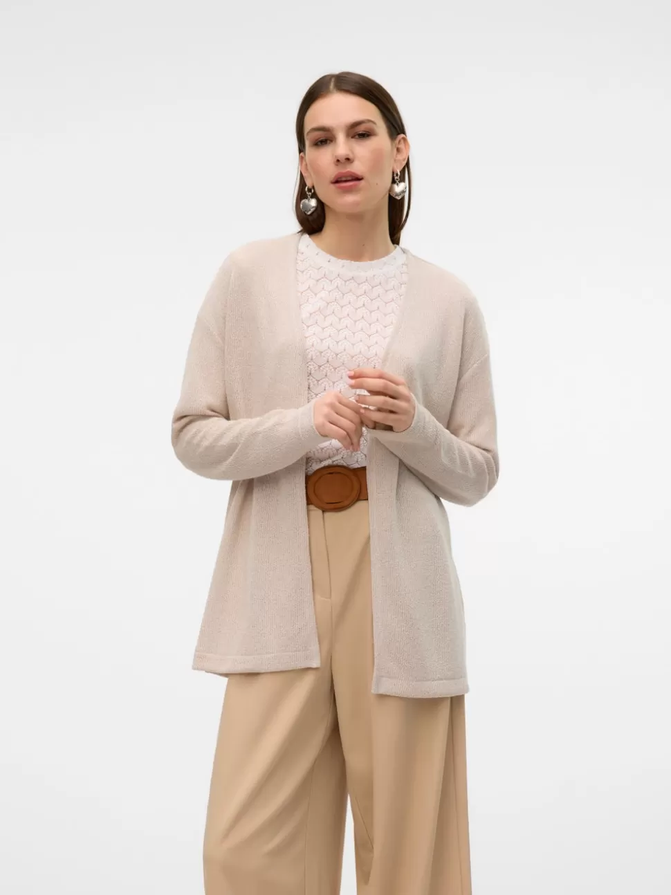 Stickat^VERO MODA VMEDDIE Stickad Kofta Oatmeal