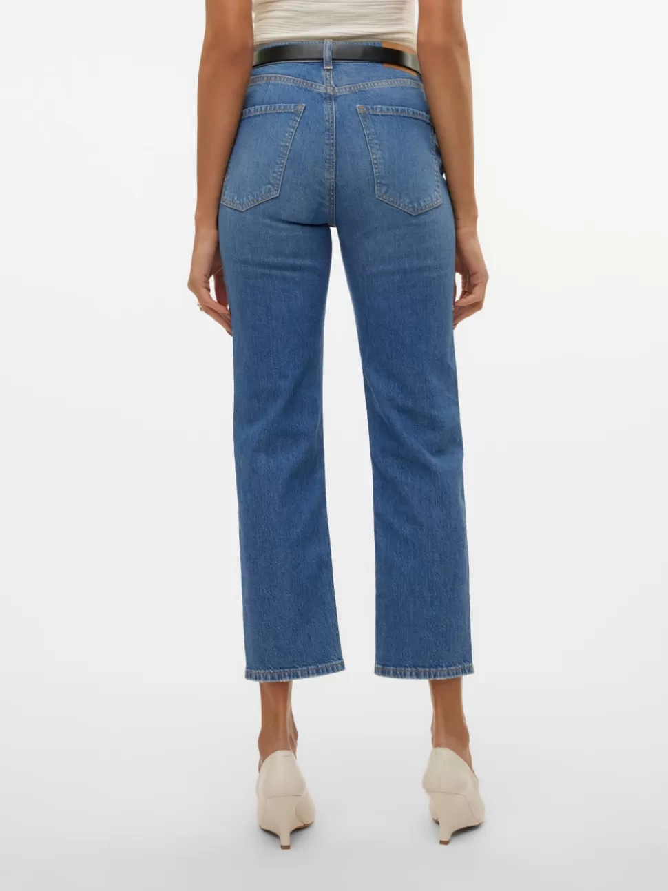 Jeans^VERO MODA VMELIA Hög Midja Rak Passform Jeans Medium Blue Denim
