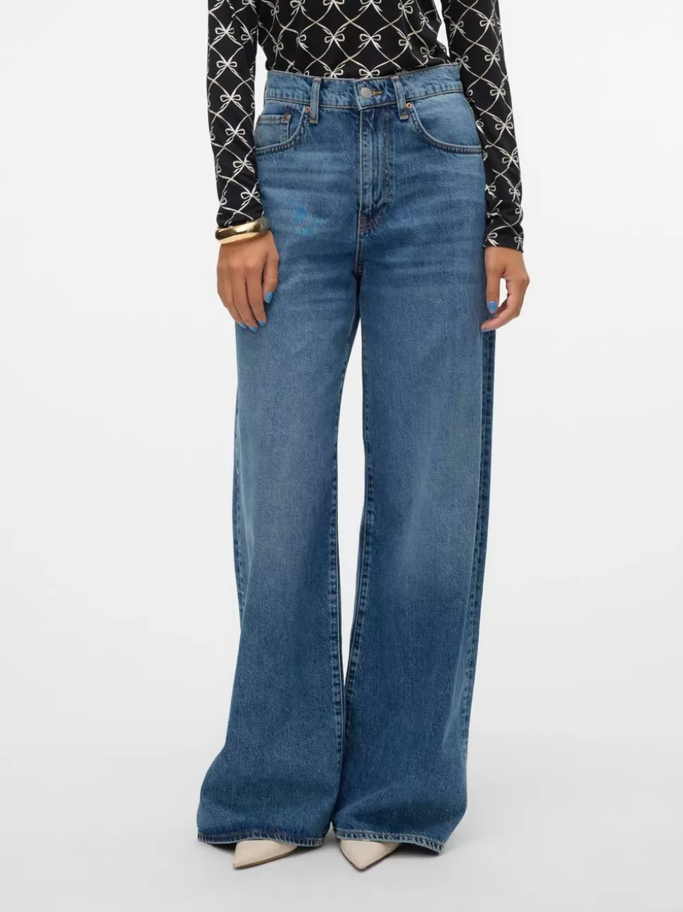 Jeans^VERO MODA VMELINA Superhög Midja Vida Ben Jeans Medium Blue Denim
