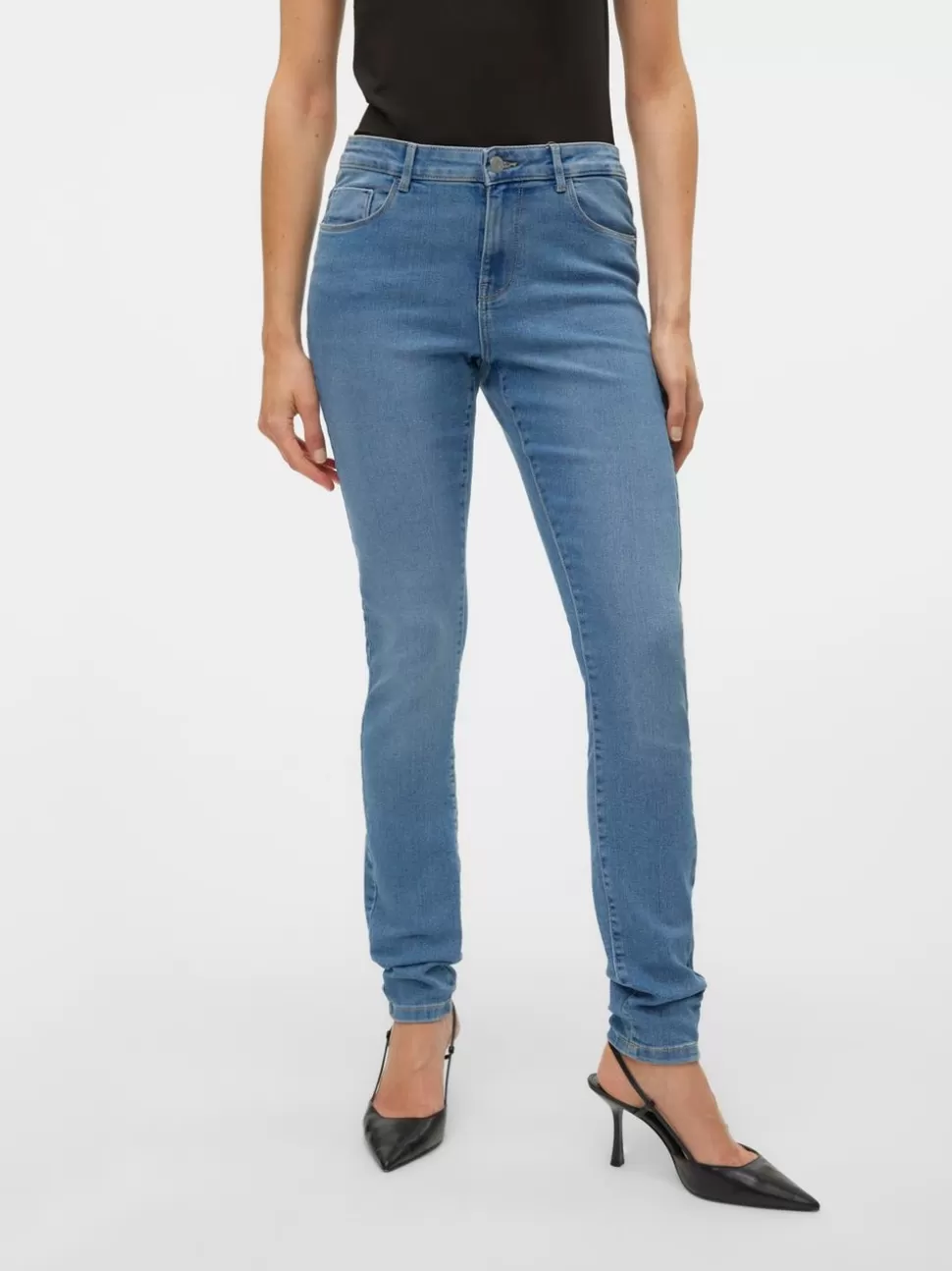 Jeans | Basics^VERO MODA VMELLY Medelhög Midja Skinny Fit Jeans Medium Blue Denim