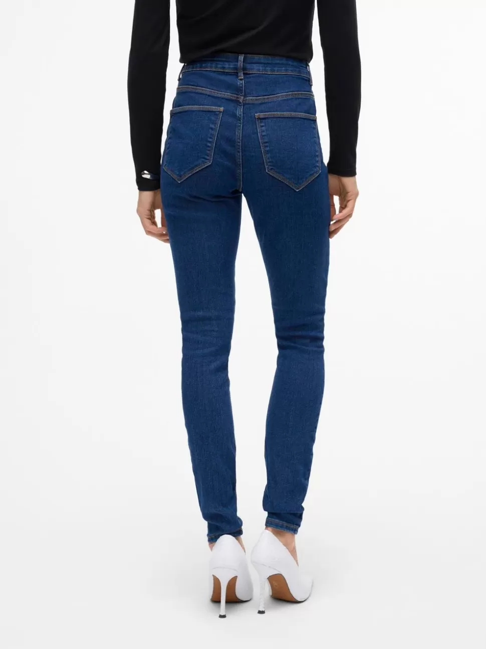 Jeans | Basics^VERO MODA VMELLY Medelhög Midja Skinny Fit Jeans Dark Blue Denim