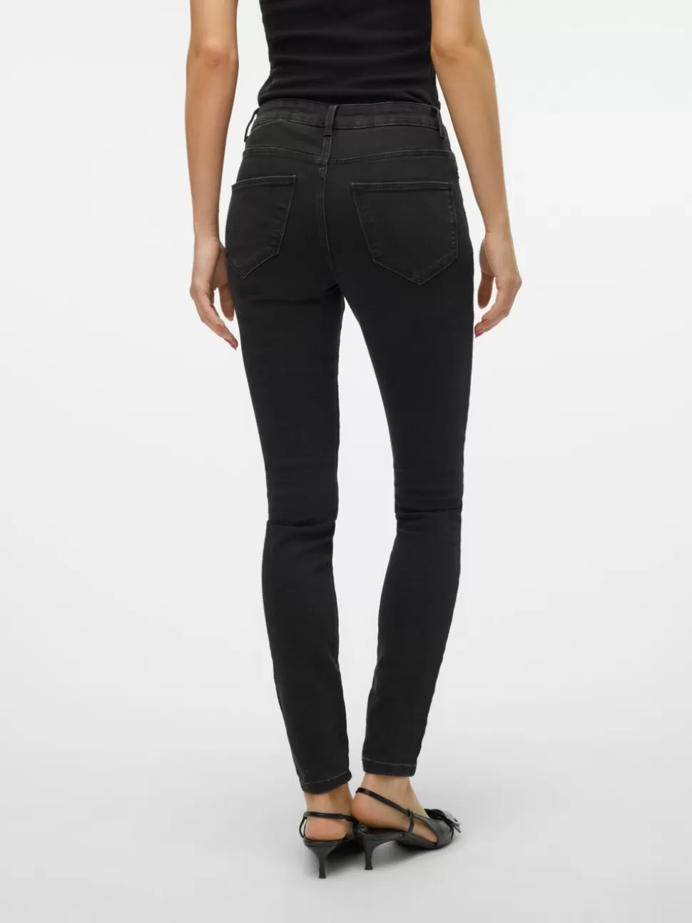 Jeans | Basics^VERO MODA VMELLY Medelhög Midja Skinny Fit Jeans Dark Grey Denim