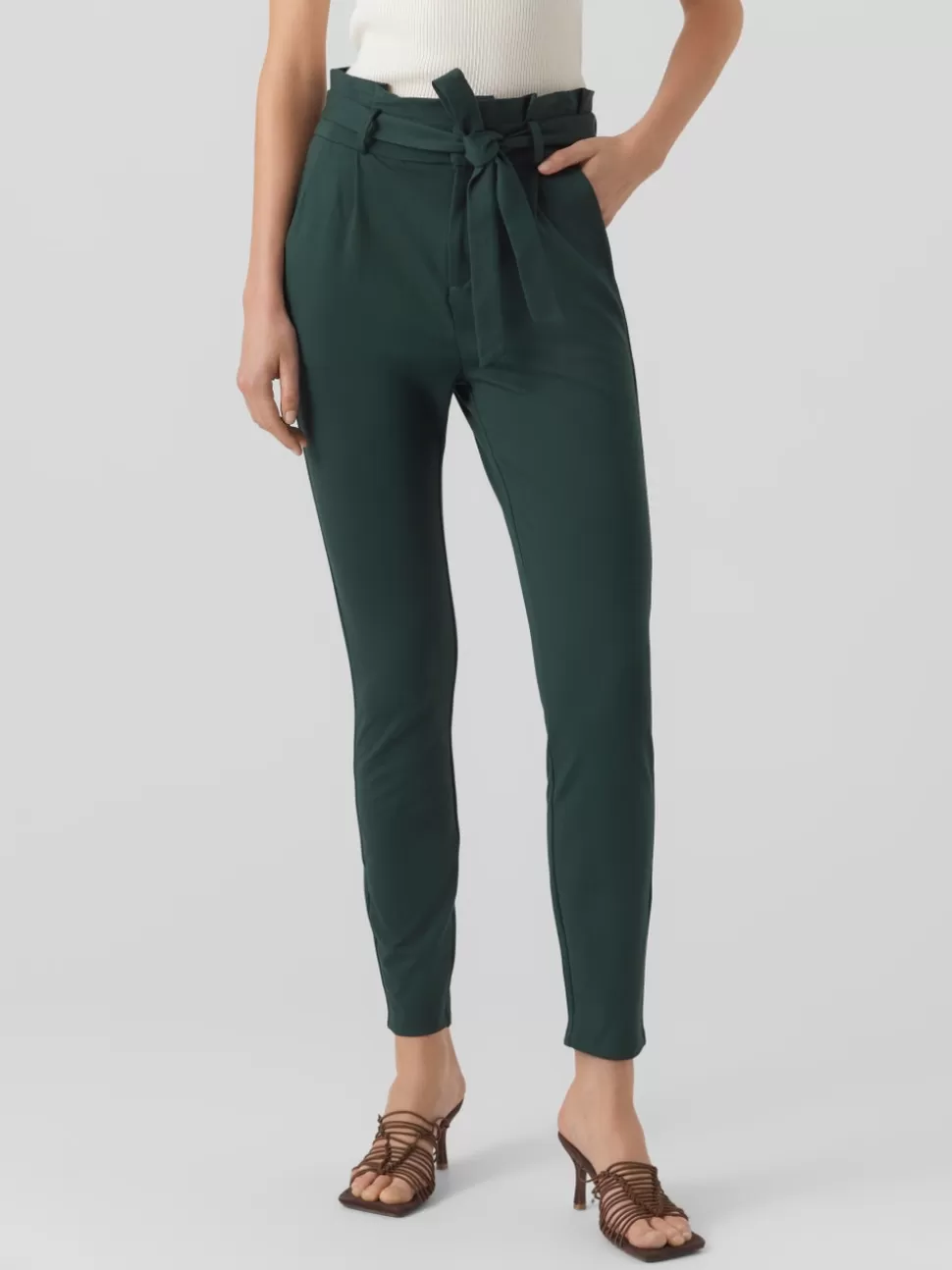 Byxor^VERO MODA VMEVA Hög Midja Byxor Pine Grove