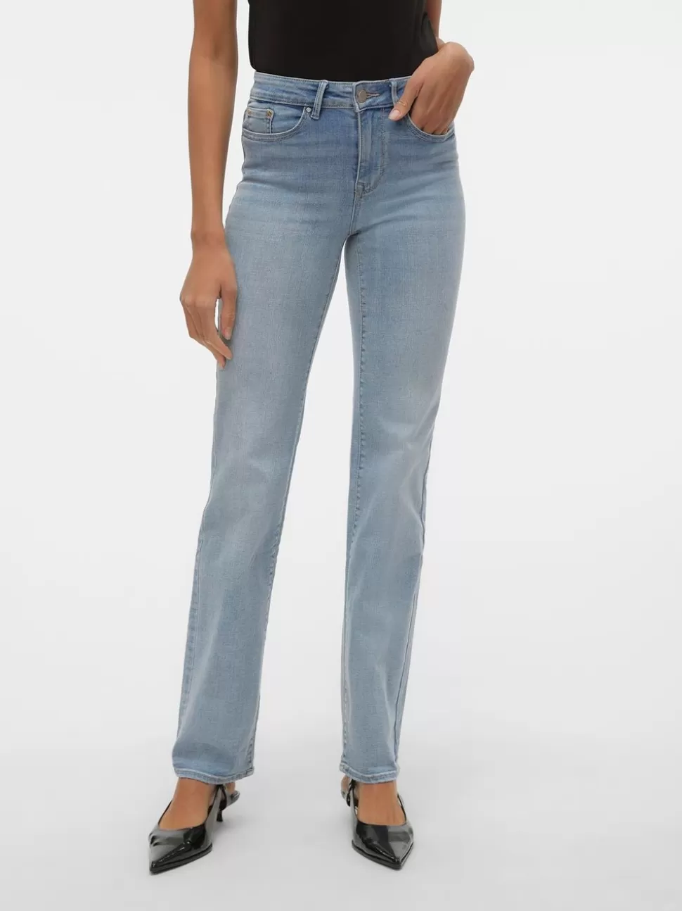 Jeans | Basics^VERO MODA VMFLASH Medelhög Midja Rak Passform Jeans Light Blue Denim