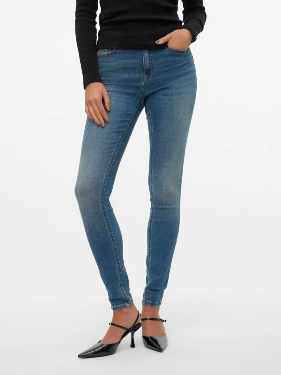 Jeans^VERO MODA VMFLASH Medelhög Midja Skinny Fit Jeans Medium Blue Denim