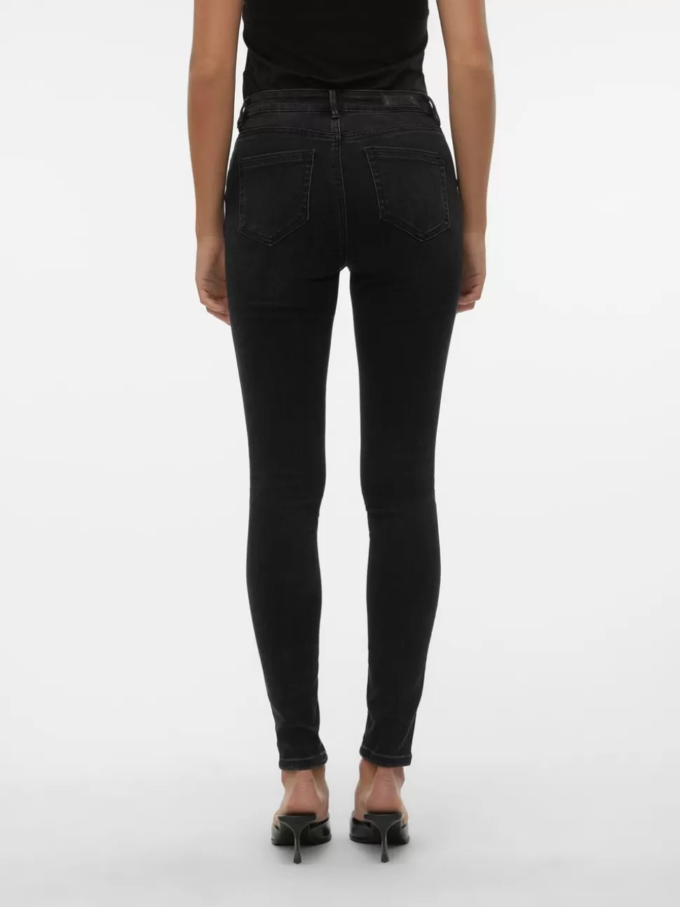 Jeans | Basics^VERO MODA VMFLASH Medelhög Midja Skinny Fit Jeans Black Denim