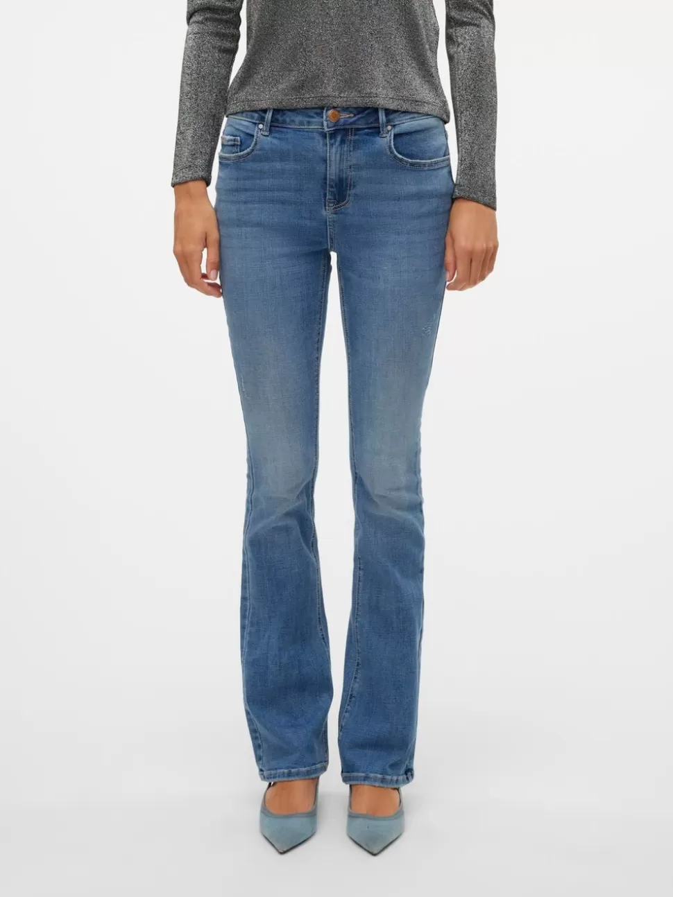 Jeans^VERO MODA VMFLASH Medelhög Midja Utsvängd Passform Jeans Medium Blue Denim