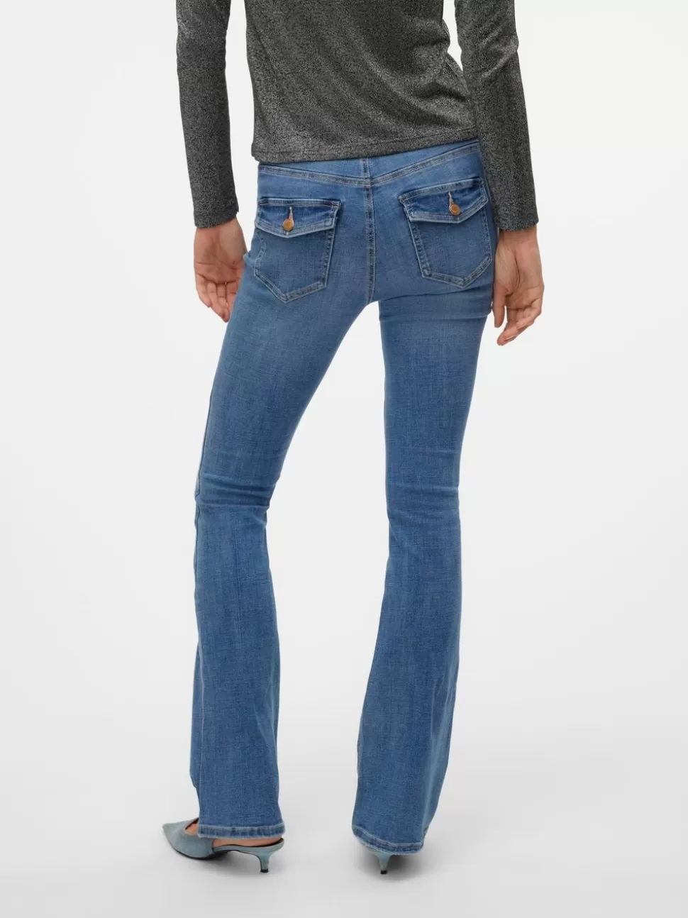 Jeans^VERO MODA VMFLASH Medelhög Midja Utsvängd Passform Jeans Medium Blue Denim
