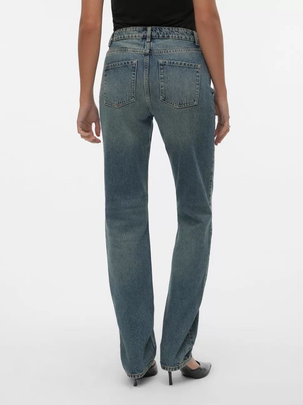 Jeans^VERO MODA VMHAILEY Hög Midja Rak Passform Jeans Medium Blue Denim