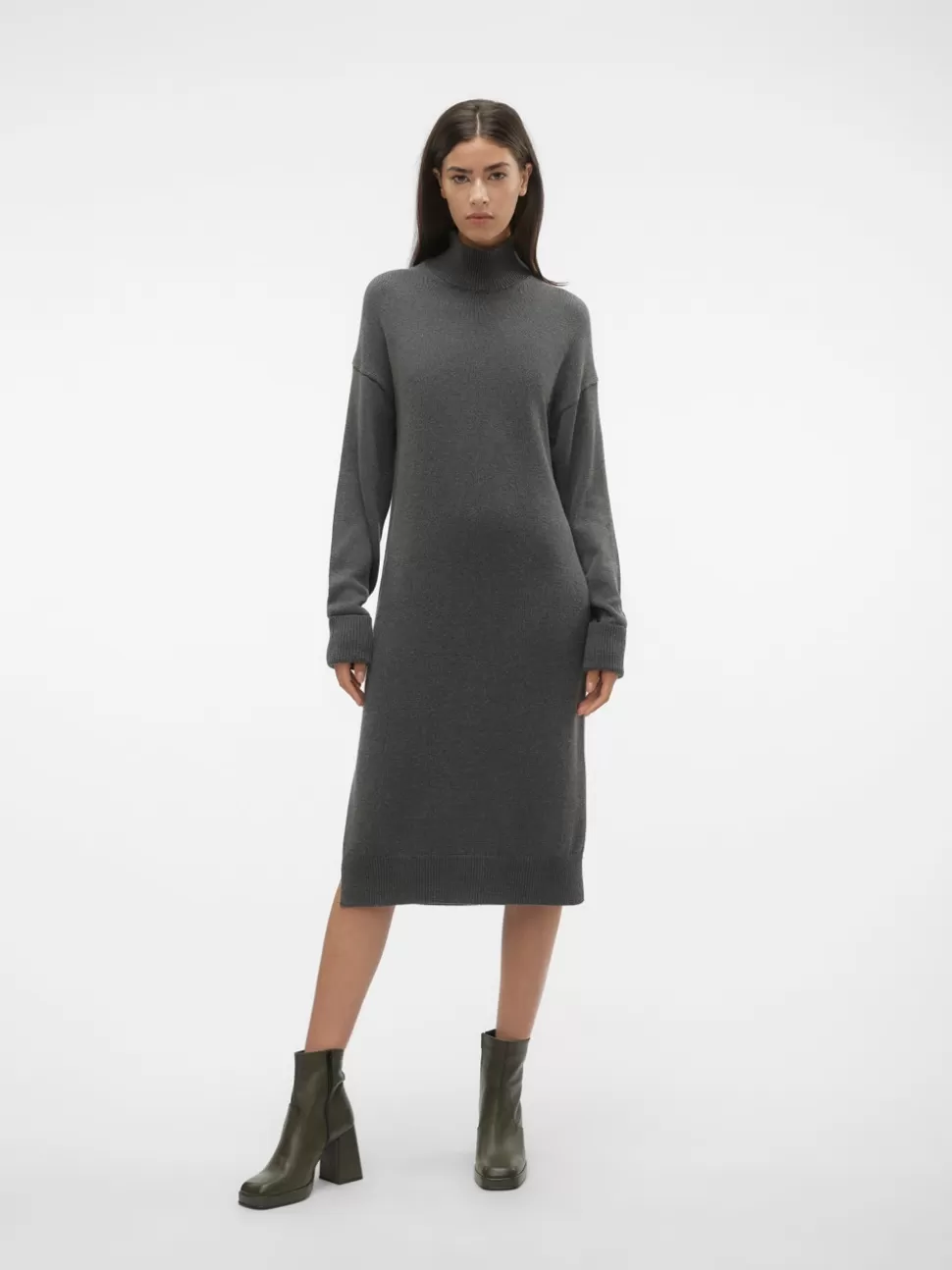 Klänningar^VERO MODA VMHALDIS Midiklänning Dark Grey Melange