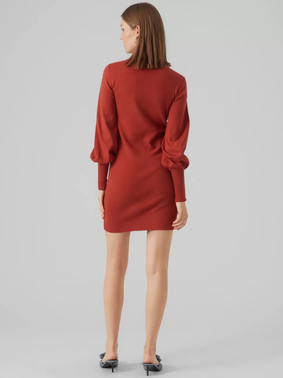 Klänningar^VERO MODA VMHOLLYKARISPUFF Kort Klänning Red Ochre