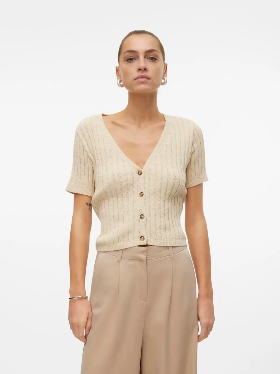 Stickat^VERO MODA VMIRIT Stickad Kofta Oatmeal