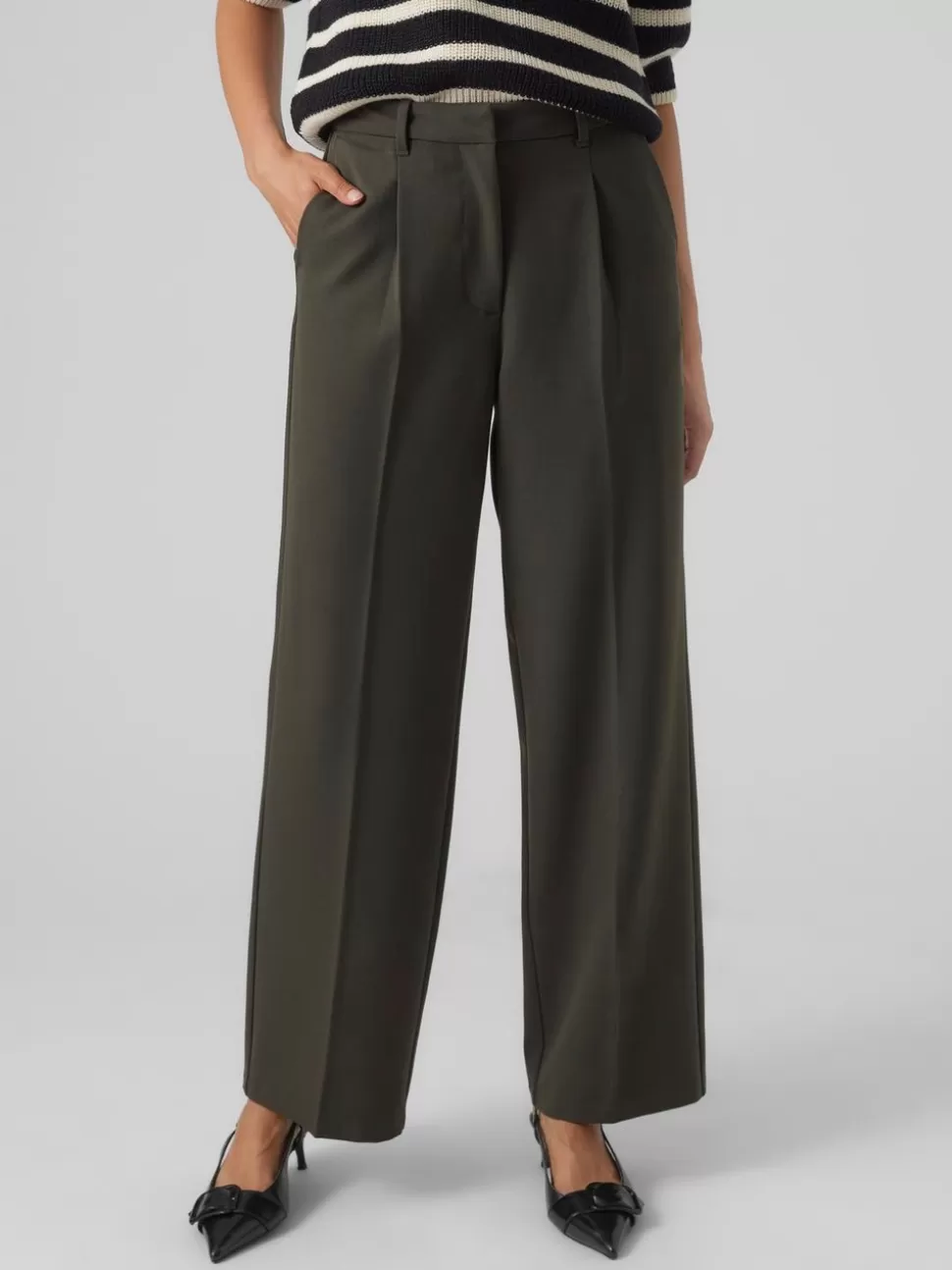 Byxor^VERO MODA VMISABEL Medelhög Midja Byxor Peat