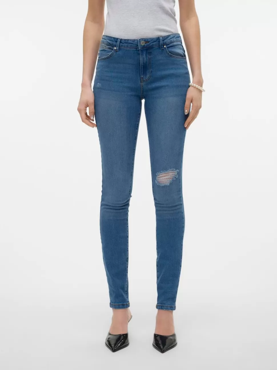 Jeans^VERO MODA VMJUNE Medelhög Midja Skinny Fit Jeans Medium Blue Denim