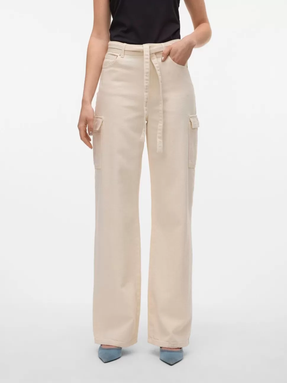 Jeans^VERO MODA VMKATHY Hög Midja Vid Passform Jeans Ecru