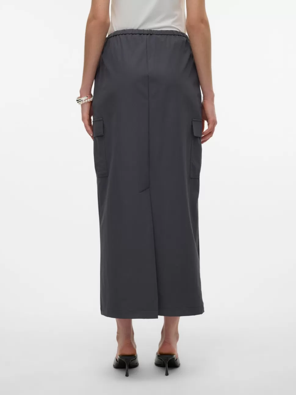 Kjolar^VERO MODA VMKIMBERLY Medelhög Midja Lång Kjol Asphalt