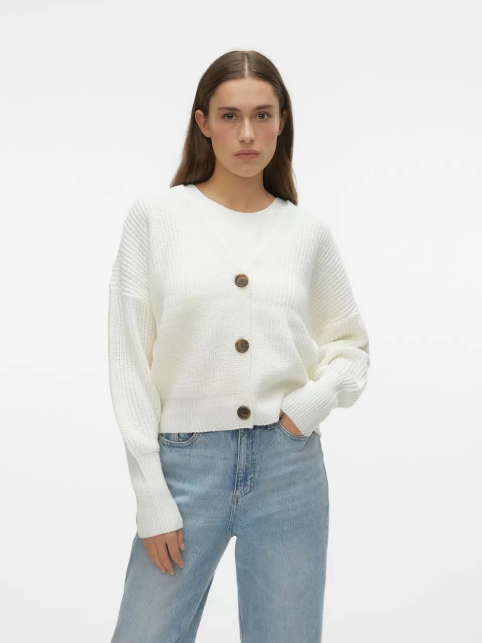 Stickat | Basics^VERO MODA VMLEA Stickad Kofta Cloud Dancer