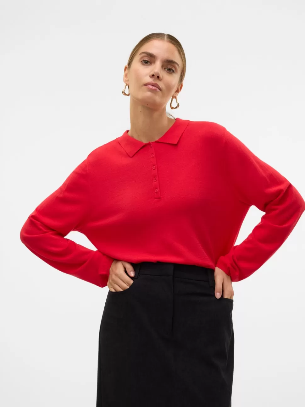 Stickat | Toppar^VERO MODA VMLENNY Pullover Racing Red