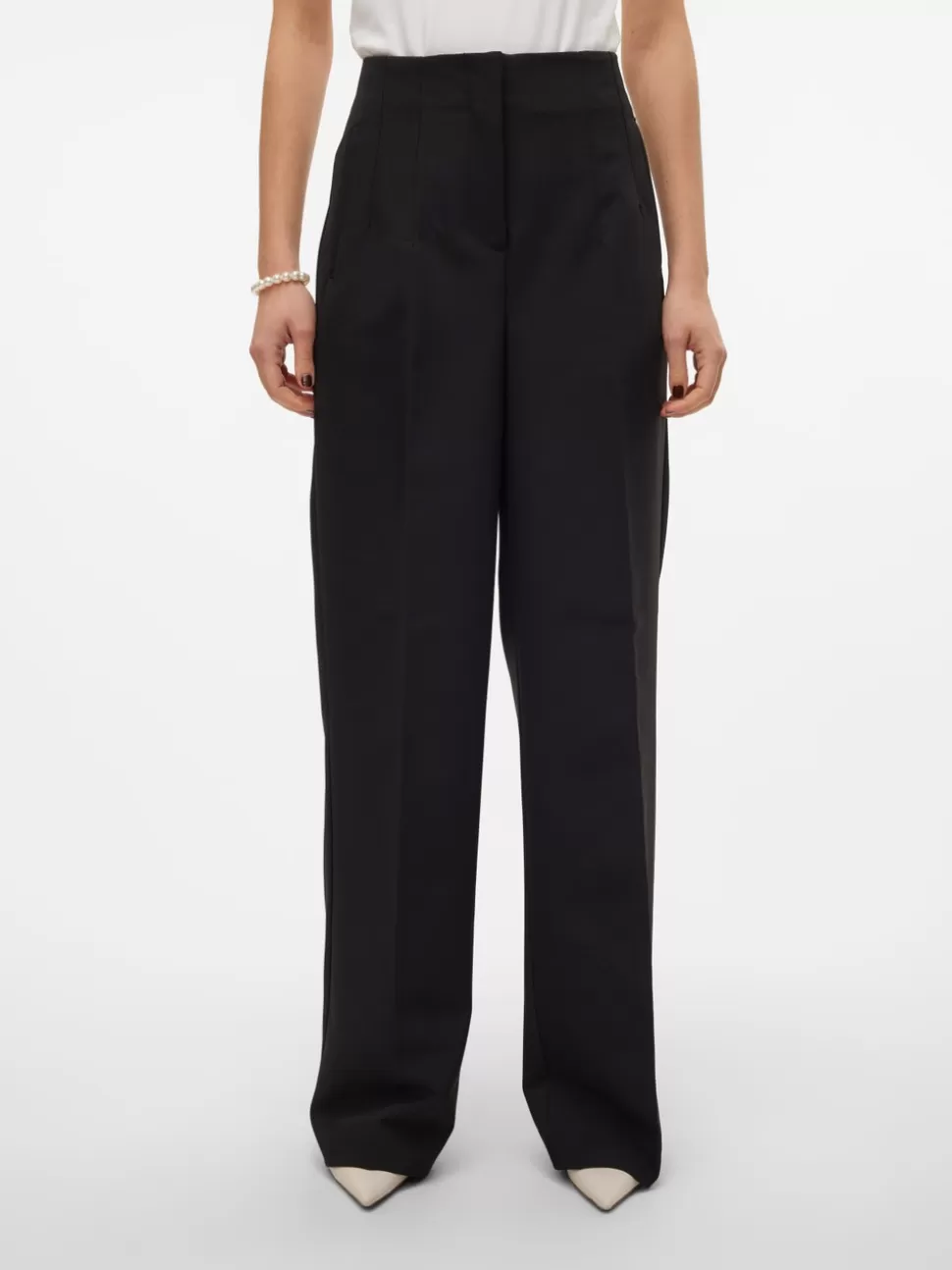 Byxor^VERO MODA VMLINA Hög Midja Byxor Black